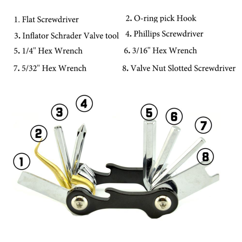 8 in 1 Multi Tool for Repairing & Adjusting BCD Equipment - The Eagle Ray Dive Shop