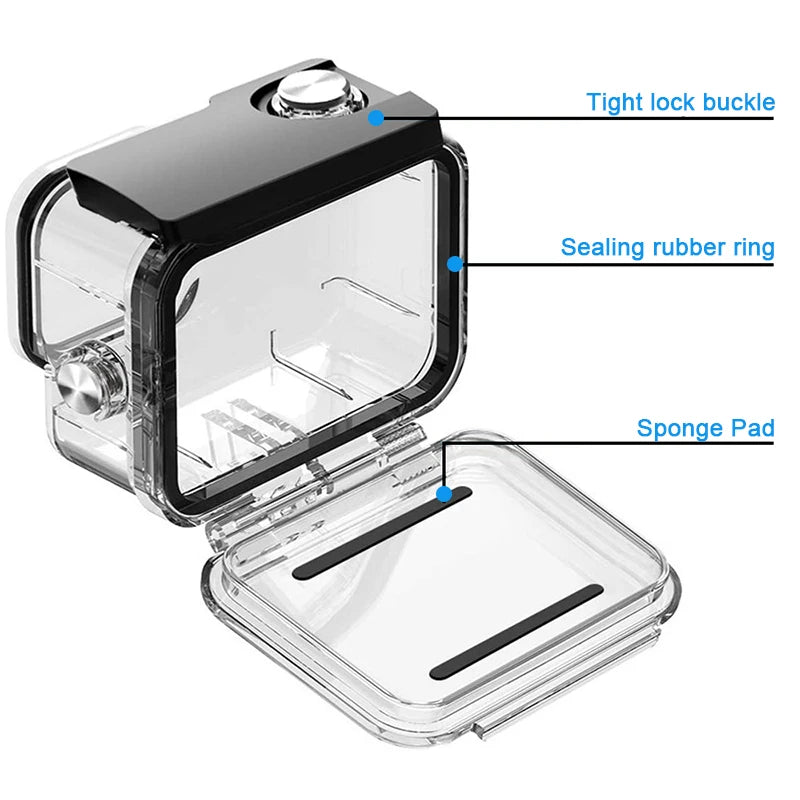 60M waterproof case for GoPro HERO 12 Black, underwater diving housing cover, durable protective accessory for deep water adventures, compatible with GoPro HERO 11, 10, and 9 Black models.