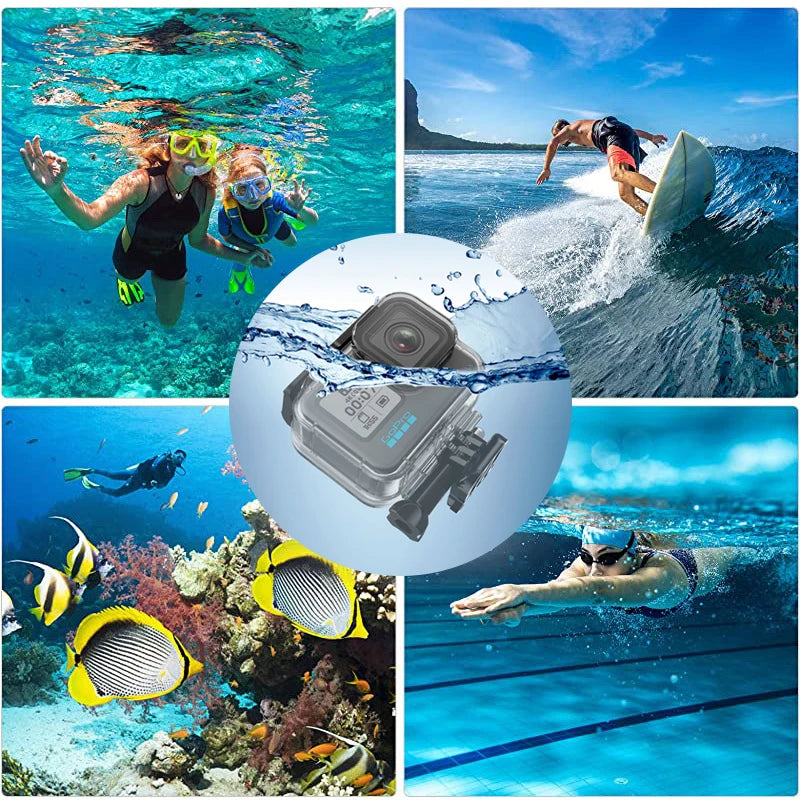 60M waterproof case for GoPro HERO 12 Black, underwater diving housing cover, durable protective accessory for deep water adventures, compatible with GoPro HERO 11, 10, and 9 Black models.