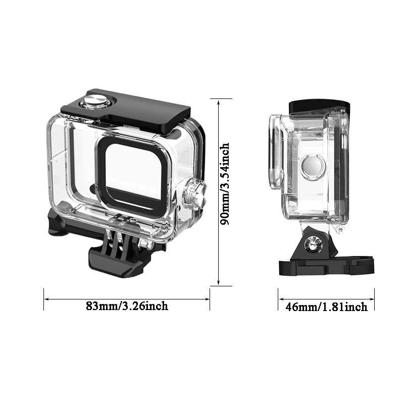 60M waterproof case for GoPro HERO 12 Black, underwater diving housing cover, durable protective accessory for deep water adventures, compatible with GoPro HERO 11, 10, and 9 Black models.