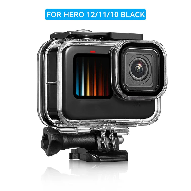 60M waterproof case for GoPro HERO 12 Black, underwater diving housing cover, durable protective accessory for deep water adventures, compatible with GoPro HERO 11, 10, and 9 Black models.