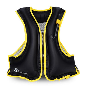 Adult inflatable hybrid snorkel vests for snorkeling, boating, kayaking, and water sports, featuring bright colors, reflective strips, and durable materials for enhanced safety and comfort.