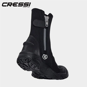 Cressi KORSOR 5mm Rigid Sole Dive Boots for scuba diving, featuring durable neoprene construction, YKK zipper with HydroSeal, high-grip sole, and fin strap notch for a secure fit. Ideal dive boots for cold water diving, snorkeling, and underwater exploration.