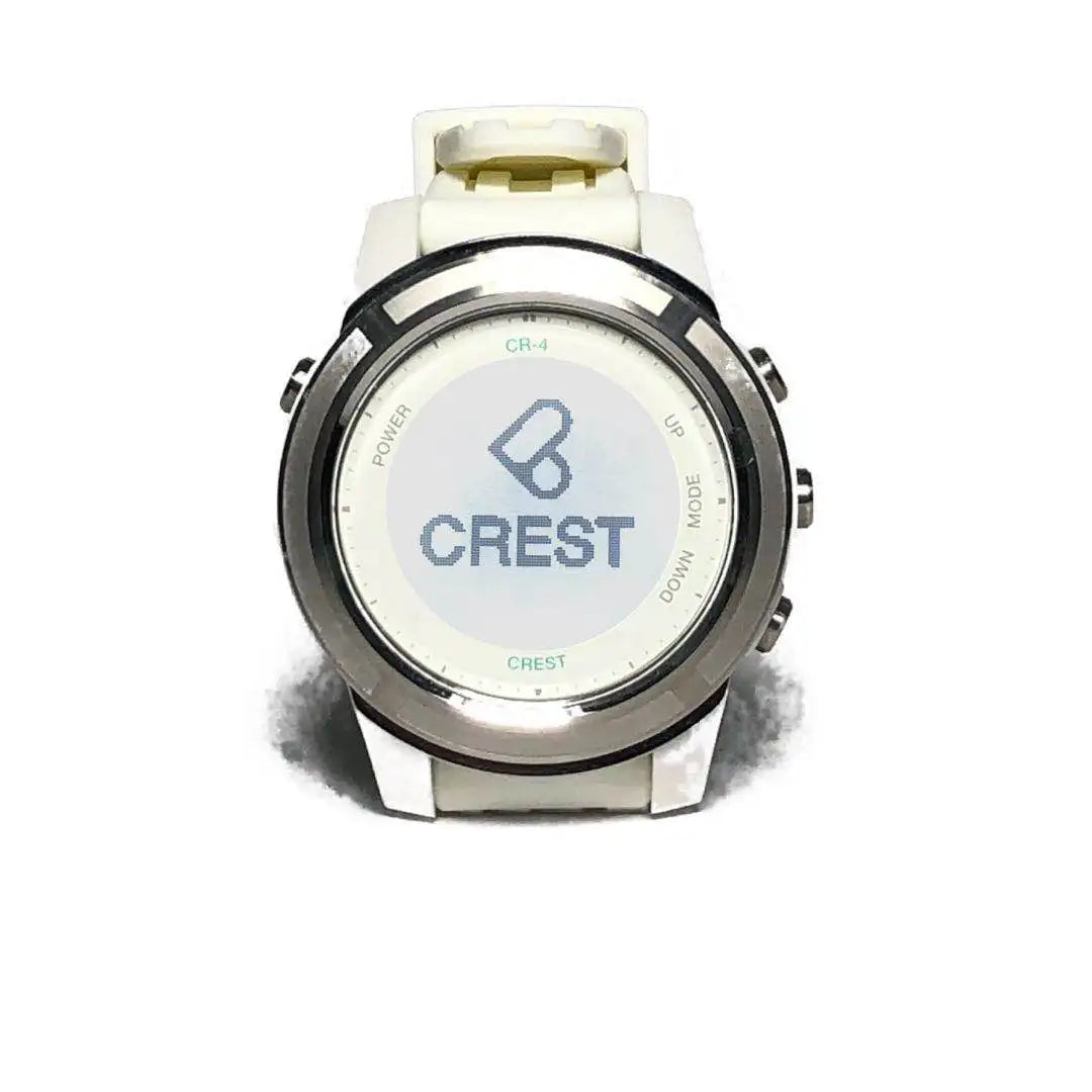 CREST CR4 Dive Computer Watch for scuba, freediving, and tech diving, featuring a 100-meter depth rating, rechargeable battery, and multiple dive modes, displayed on a sleek black wristwatch.